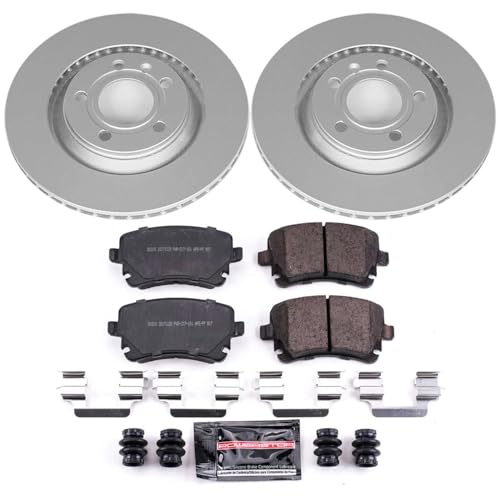 Image of PowerStop Rear Brake Kit for Audi S4 2004-09 - Fully-Coated Disc Rotors with Z23 Carbon-Fiber Ceramic Brake Pads Upgrade, CRK4564