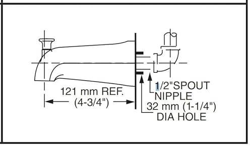 American Standard 8888026.002 Bath Slip-On Diverter Tub Spout, 4 In, Polished Chrome  thumb #1