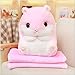 YunNasi Plush Hamster Stuffed Animal Toys Hamster Throw Pillow with Blanket 19.7 Inches Pink