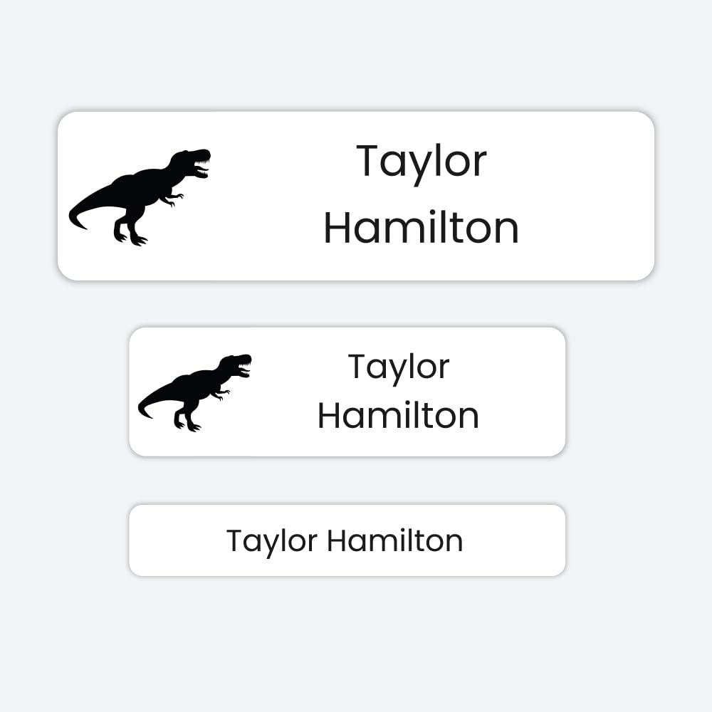 73 x Mixed Size Personalised Stick On Waterproof Washable Name Labels Great for Clothes, Toiletries School Uniform, Water Bottles - Dinosaur Icon (SFP)