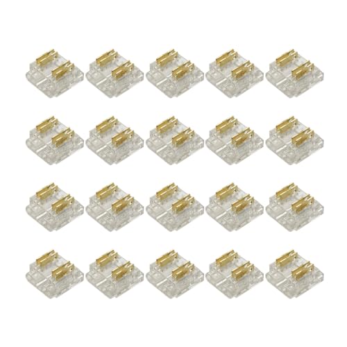 Masterwon RGB LED Strip Light Connectors 4-Pin 10mm Solderless Clips for COB Tape Strip-to-Wire Joints (Pack of 20)