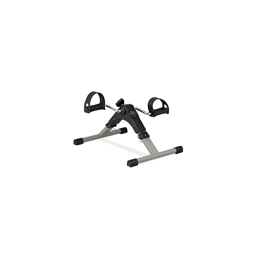 Relaxdays stoelfiets trainer, inklapbaar, voor kantoor, fietstrainer senioren, mini hometrainer 39x36x49.5 cm, zwart