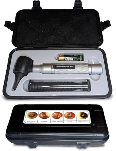 4th Generation Doctor Mom LED Pocket Pro Otoscope with Both Adult and Pediatric Disposable Specula Tips, Battery, and Protective Hard Plastic Case