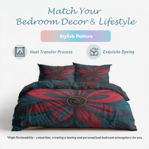 African Art Duvet Cover Sets Double, Floral Bedding Duvet Cover Set 3 Piece, African Art Bedroom Decor Bed Set&Gift Super Soft Microfibre With 2 Pillowcase, No Comforter LS1041 - Image 5