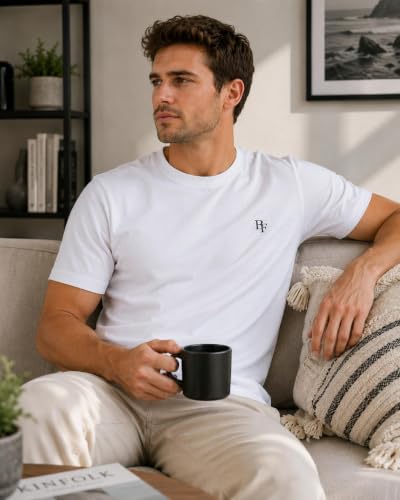 Image of BLUE FOG Summer Casual Wear Regular Fit Cotton Blend Half Sleeve Round Neck |T-Shirt for Men's(101)