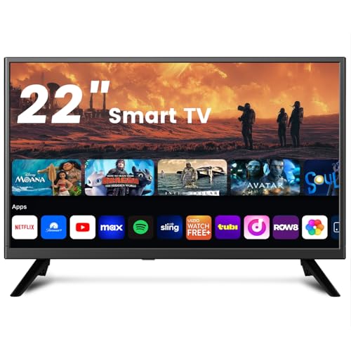 Image of Jexiop 22inch Smart tv,Full HD 1080p LED Flat Screen with ATSC TV,with Built-in HDMI USB Suitable for Kitchen Kid