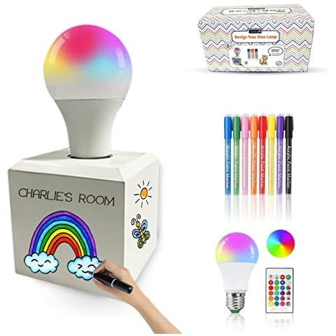 Livuna Craft kits for Kids, Design your own Lamp wood with bulb & acrylic paint pens, Arts and Crafts for kids girl boy adults, presents gifts for girls boys age 3 4 5 6 7 8 9 10 11 12 13+ year old UK Cover