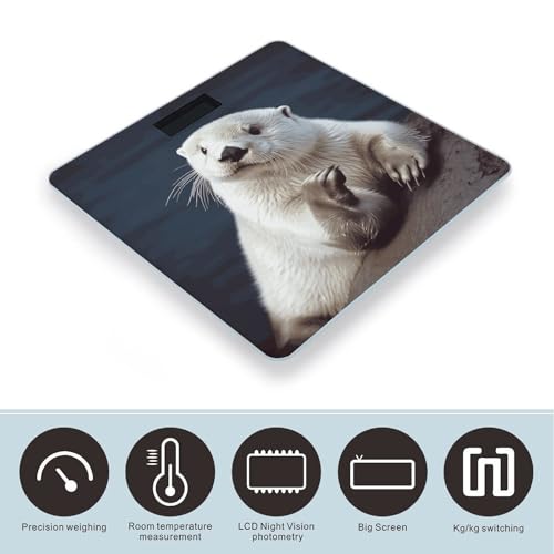 Báscula digital para baño con pantalla LCD grande y vidrio templado miniatura 3