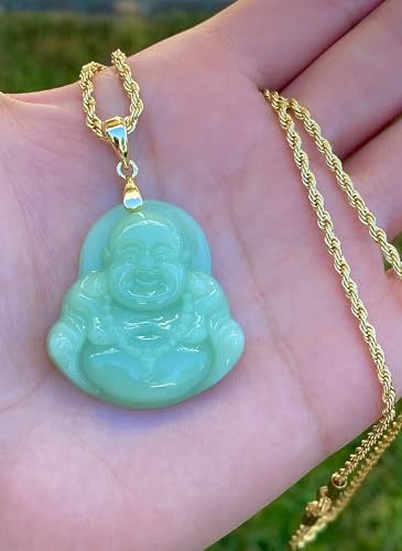 Smiling Laughing Buddha Green Jade Pendant Cute Necklace Rope Chain Genuine Certified Grade A Jadeite Jade Hand Crafted, Jade Neckalce, 14k Gold Filled Buddha necklace, Jade Medallion3