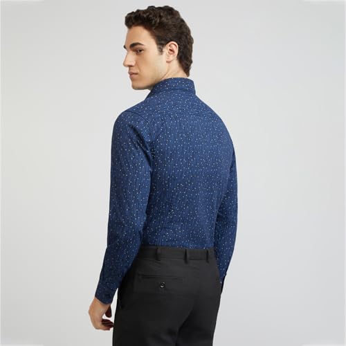 Image of Raymond Men's Pure Cotton Print Pattern Slim Fit Regular Collar Full Sleeve Casual Shirt