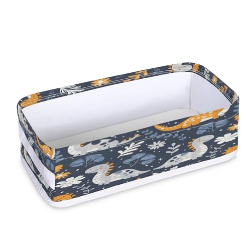 Tablerazzi Toilet Tank Topper Paper Basket with Handle, Dino Pattern Bathroom Storage Basket for Organizing, Small Fabric Storage Bins for Bathroom Decor