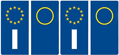 StampaGenerale® - Adesivo Targa Auto Logo Europa in Pvc Resistente e Impermeabile Ideale per Restauri Kit 4 pz per Fronte e Retro (10x4,5 cm)