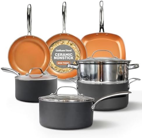 Gotham Steel 12 Pc Ceramic Cookware Set Nonstick, Ceramic Pots an...
