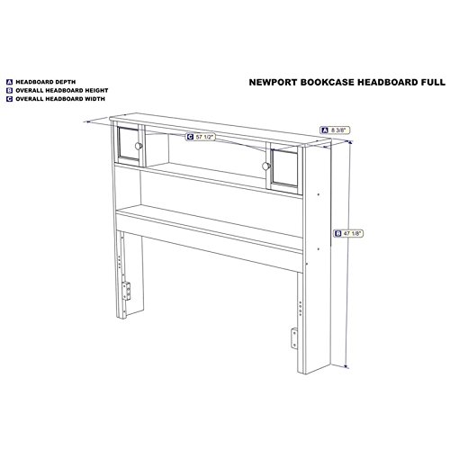 Afi Newport Headboard With Turbo Charger, Full, White #TOP2