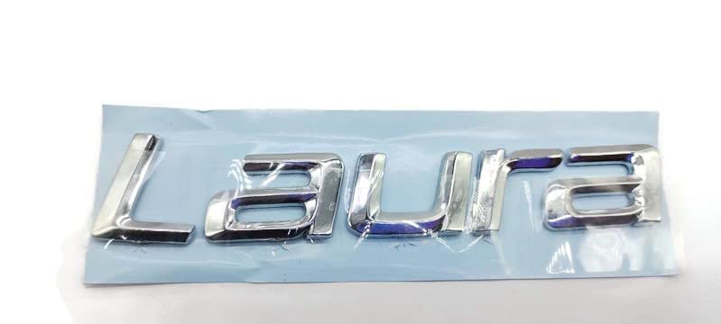 CYRER CAR Emblem Monogram/logo/Badge/Decals/3D/sticker Sko Laura ABS Plastic Colour (Silver,Chorme) Pack of 1