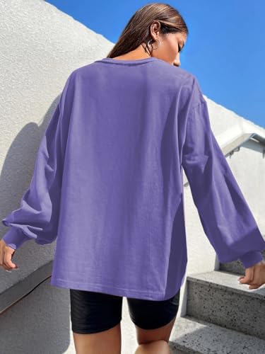 Image of CHKOKKO Oversized Round Neck Drop Shoulder Printed Polyester Full Sleeves T-Shirt for Women