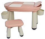TABLERO DE MESA PARA GIRAR - Frente liso para jugar, atrás con placa para bloques de construcción grandes. Tabla para pintura, artesanía y para construir bloques... siempre encaja.