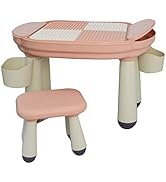 LittleTom 3-in-1 Kinder Spieltisch - Kompatibel mit Lego Duplo ab 1 Jahr - Kinderspieltisch mit S...