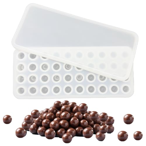 duoyif Moule Chocolat Silicone Sphere, Ø 17 mm 40 Cavités Sans BPA, Moules Silicone Mini Bille Avec Couvercle, Moule Sphérique Pour Chocolat Pralines...