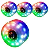 Aedcbaide Rollschuh-Räder, 4 leuchtende Skateboard-Räder, zweireihig geräuscharm drehbar verschleißfest, 58 mm x 32 mm Ersatz-Skating-Räder für Damen, Kinder, Anfänger