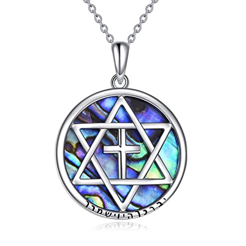 Jewish Star & Cross Sterling Silver Necklace - Star of David & Christian Jewelry for Women, Men & Girls - Main Image