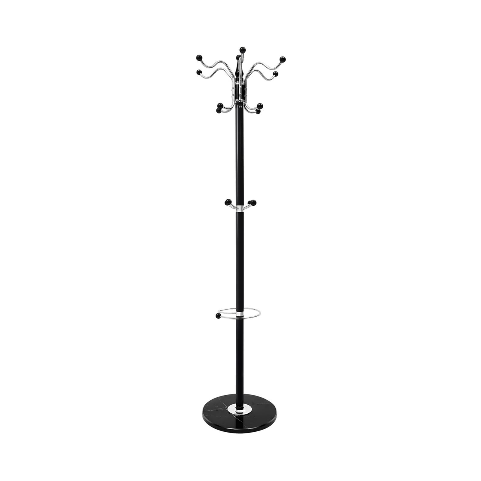 Dh2yjnbf3 Standing Stainless Steel Coat Rack Freestanding With Marble Base Clothing Hanging For Bags, Clothes, Umbrellas, Hats Hallway