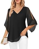 Gaharu Tunika Damen Langarm: Bluse Schwarz Damen   Damenbluse GroßE GrößEn   Tunika Elegant Festlich Schwarz L