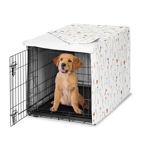 Sweet Jojo Designs 36in. Medium Dog Crate Cover (Boho Floral) for Girls Pet Cage, Kennel Covers (Garden, Flower, Watercolor, Bohemian, Farmhouse, Wildflower, Vintage, Shabby Chic, Sage Green, Orange) -  Crate-36-Garden-RU-BU-MINI