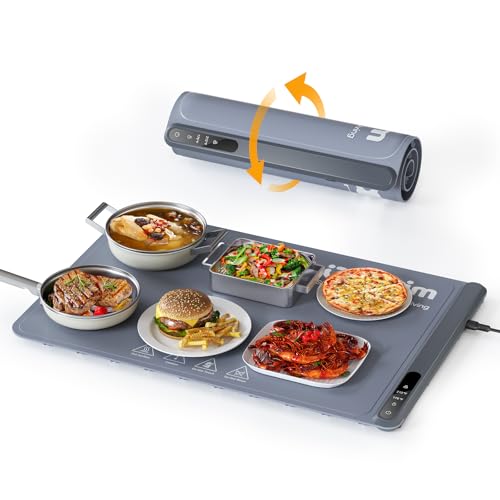 Extra Large Food Warming Tray with Adjustable Temperature Control, Electric Server Warmer Mat, Hot Plate for Buffets, Restaurants, House Parties, Party Events (24