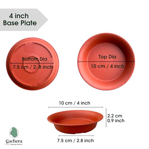 Image of Plant Saucer Base Plate for Pots | Premium Planter Tray |100% Virgin Plastic, UV Treated, Durable & Lightweight | Ideal for Indoor & Outdoor (10, 4 inch Tr)