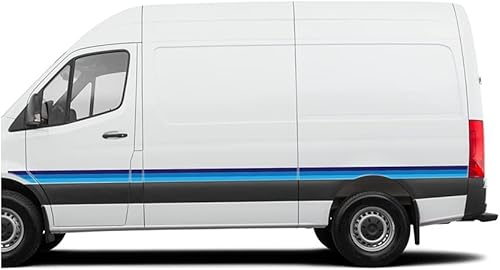 Miniatura 2 de Side Retro Body Decals Stickers Stripes Graphic Designs kit Compatible with Mercedes Sprinter Van (Blue Retro)