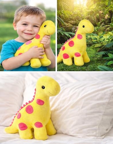 Image of Soft Plush Dinosaur Toy for Kids Age 3+ Years - Cute Stuffed Animal, Huggable Teddy Toy for Toddlers, Baby & Preschool Kids Room Decor, Soft Toy (Colors May Vary)