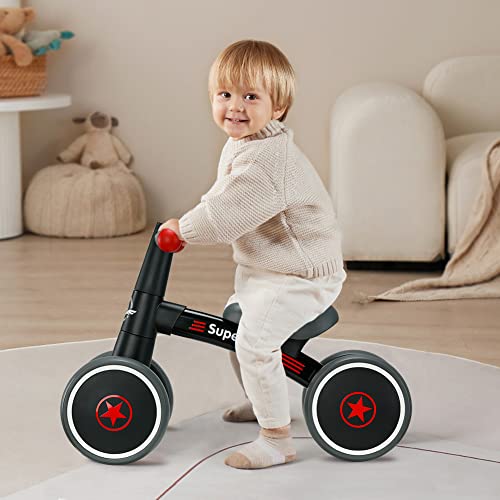 antiai Baby Balance Bike Toys for 1 Year Old boy,Toddler Bike Ride on Toys for 12-36 Month,1st Birthday Gift for Boy Girls,4 Wheels,Adjustable Seat,Black (Dark Black) - Image 3