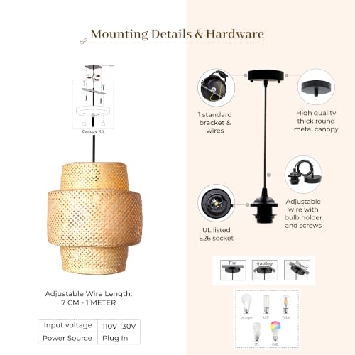 Image of Habere India-All the Cultures Fabricating India Bamboo Lamps | Pendant Lamp | Cafe Lights | Rattan Ceiling Lamps | Bamboo Cafe Lamp (01)