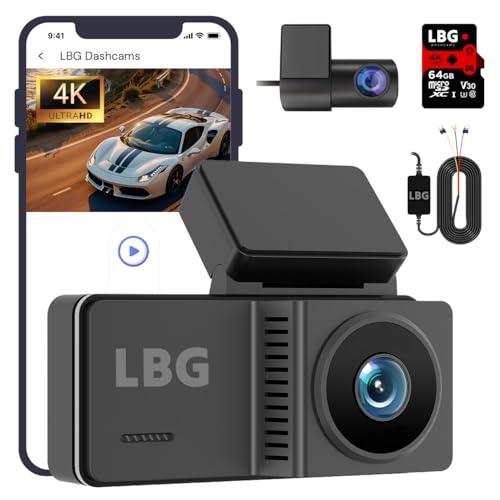 Dashcam Avant Arrière 4K+2K – Grand Écran 3.4 – Mode Parking 24/7 avec Kit Câblage Inclus – Vidéo Claire Jour & Nuit | LBG A4 avec Carte 64Go