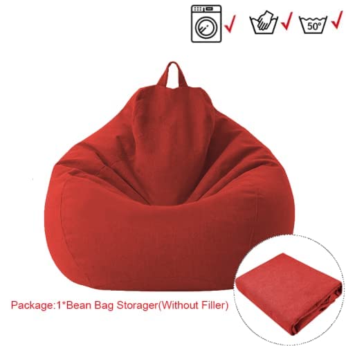 Zwifejianq 2020 New Household Lounger Bean Storage Bag Lazy Sofa Chairs Waterproof Puff Couch Cover For Living Room (Red, M (85X105Cm)) #TOP1