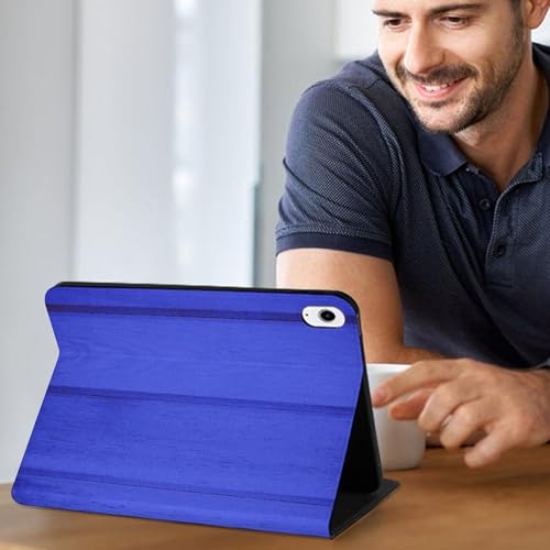 Étui iPad 10e génération effet bois bleu nuit chic et durable