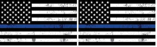 Image of Rogue River Tactical Thin Blue Line Blue Lives Matter Flag Sticker 5x3a€ Vinyl Decal Support of Police and Law Enforcement Officers Flag (Pack of 2)