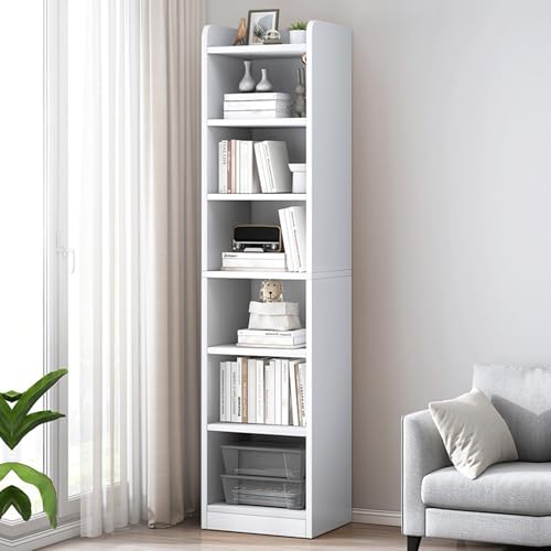 duwiikab 6-Tier 70.9 Inch Tall Skinny Modern White Cube Bookshelf,