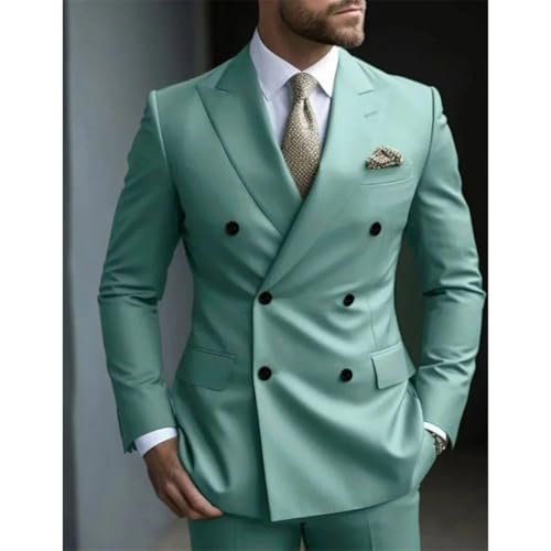 Men's Double Breasted Six-Buttons 2 Piece Set Made Wedding Tuxedos Male Prom Party Suits2