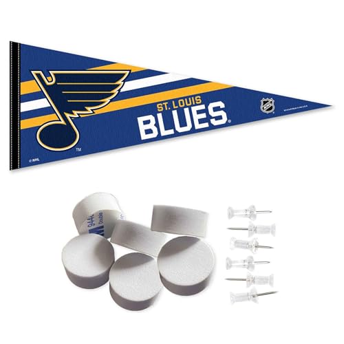 Fanion St. Louis Blues avec supports muraux pour décoration intérieure