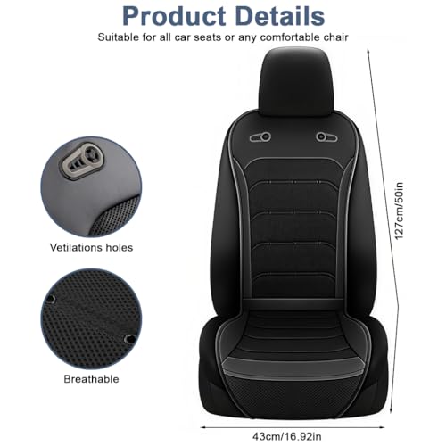 Image of STHIRA USB Cooling Fan Car Seat Cushion, 12V /24V Cool Wind Car Seat Cover with Breathable Mesh Panel Design, Portable Ventilated Seat Pad for Car, Truck, and SUV