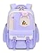 Amythe Schulranzen Mädchen 2-5. Klasse, Atmungsaktiv Leichte Kinderrucksack, 24L Ergonomischer Schultasche für Mädchen Grundschule Mit Süßen Anhänger, Lässiger Schulrucksack, Lila