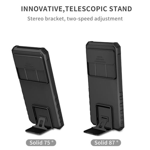 Image of Back Cover Case for Google Pixel 9 | Sliding Camera Shield | Stereoscopic Stand | Shockproof 360 Degree Protection Mobile Phone Case Cover for Google Pixel 9 | PC, Black Back Cover