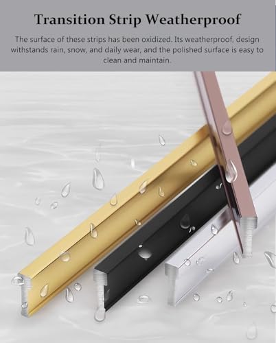 Extra Narrow T Molding Transition Strips, 2 Pcs 1/8" Waterproof Metal Edging Trim for Laminate Flooring Doorways - Flat Threshold Cover (Rose Gold)