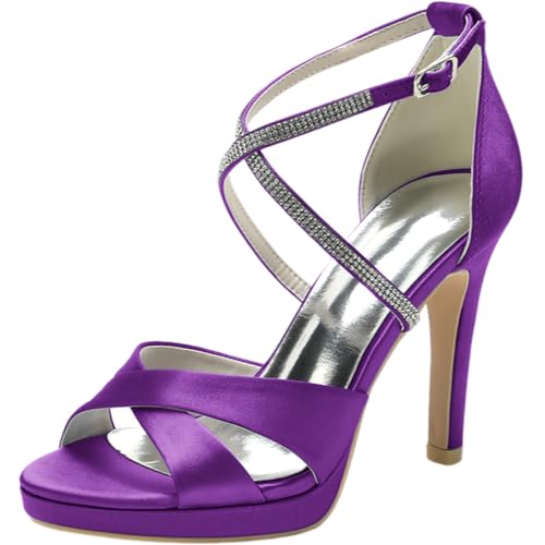 Mariage Sandales Mariée Talons Hauts SH. SHUTUP.DANCE Strass Violet Robe de Soirée