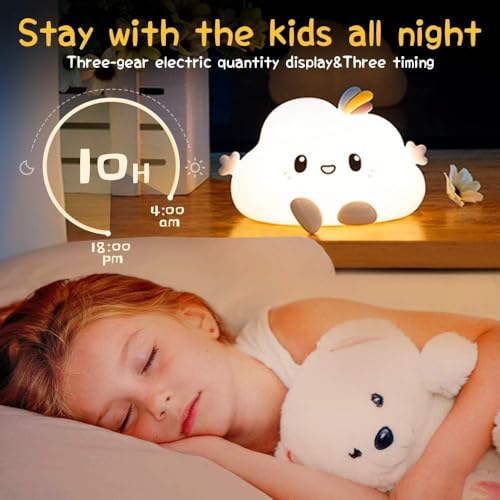 Image of Night Lamp For Bedroom, Cute Lamp, Kids, Birthday Gift, Valentine Gift Girlfriend, Rechargeable, Bpa-Free - Silicone Cloud (Cloud Lampled, White)