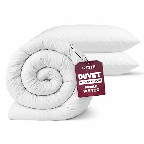 Rohi Anti-Allergy Double Duvet 10.5 Tog with 2 Deluxe Pillows Midweight Luxurious Comfort All Season Duvet Soft & Breathable Corvin Quilt