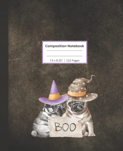 Composition Notebook: Vintage Pug Halloween Notebook | 110 Pages, 7.5 x 9.25"