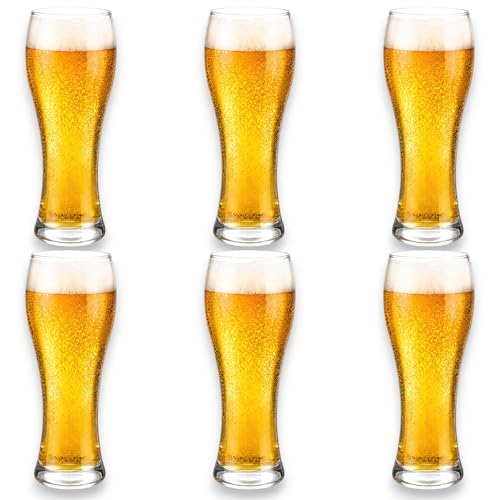 KORAT - Set 6 Bicchieri Birra in Vetro – Disponibili in 2 Varianti Belga 500 ML e Pilsner 680 ML – Calici Resistenti Lavabili in Lavastoviglie per Pub, Casa, Birreria (Pilsner - 680 ML - Ø 8,5x22 Cm)
